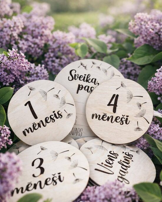 Mēnešu kartiņas mazuļa fotogrāfijām