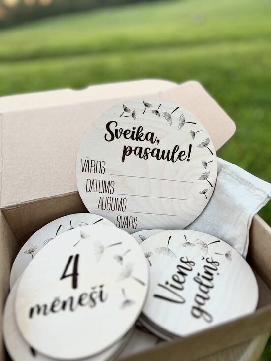 Mēnešu kartiņas mazuļa fotogrāfijām