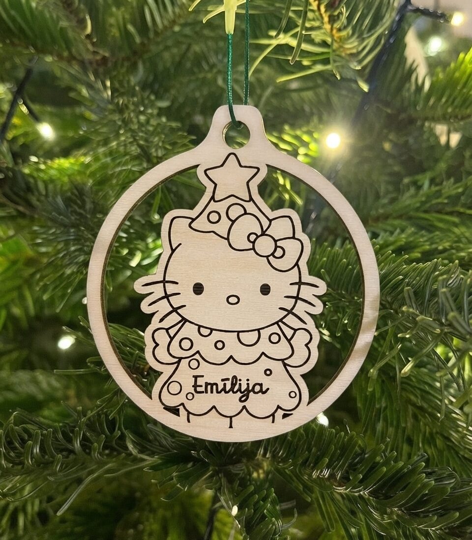 Krāsojams, personalizēts Hello Kitty rotājums