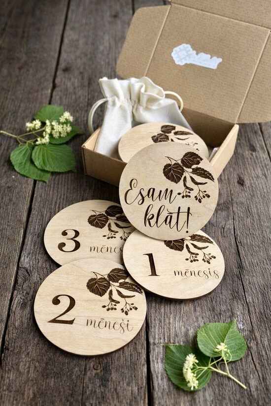 Personalizētas koka mēnešu kartiņas mazulim 