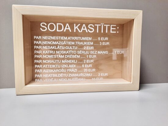 Personalizēta koka krājkase SODA naudai