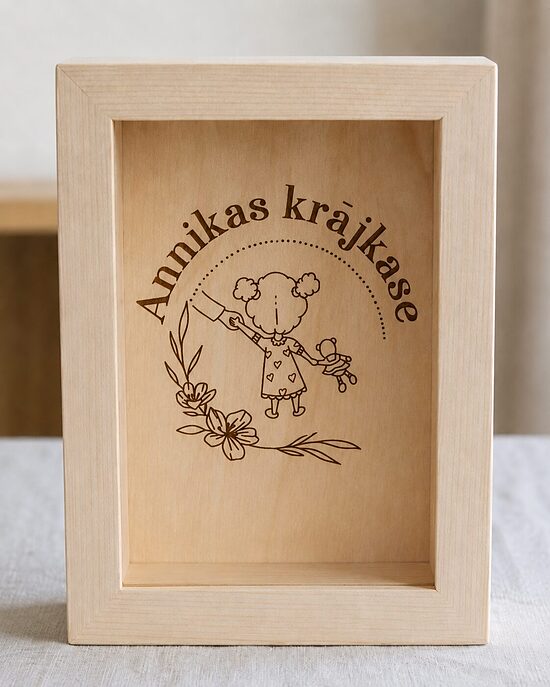 Personalizēta koka krājkase 