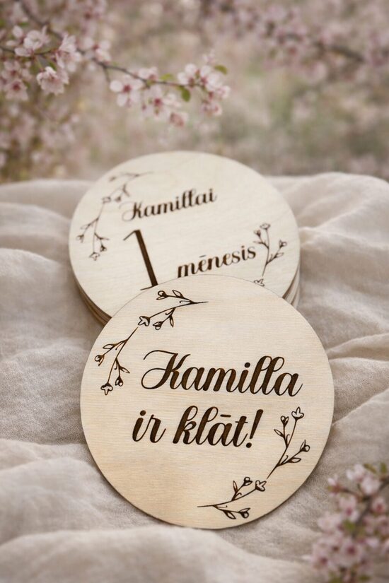 Personalizētas koka mēnešu kartiņas mazulim 