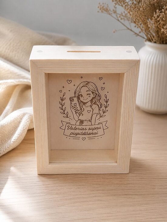 Personalizēta koka krājkase 