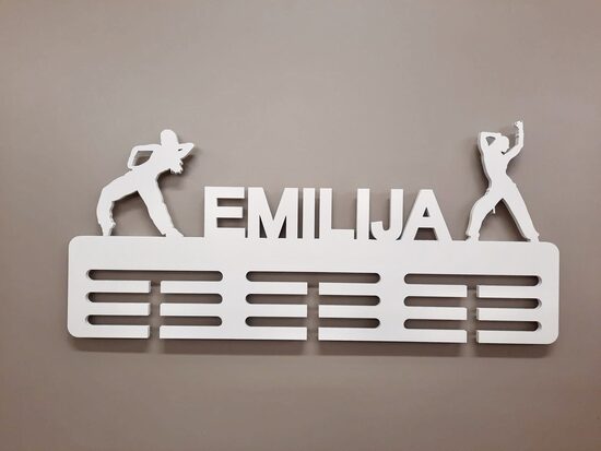 Personalizēts medaļu stends dejotājai, BALTS 
