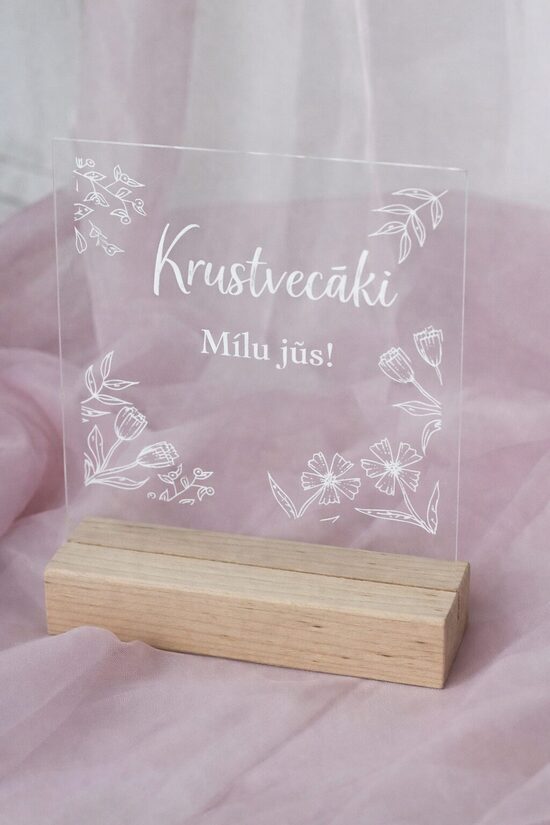 Personalizēta dāvana, stikla dekors krustvecākiem 