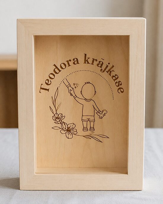Personalizēta koka krājkase 