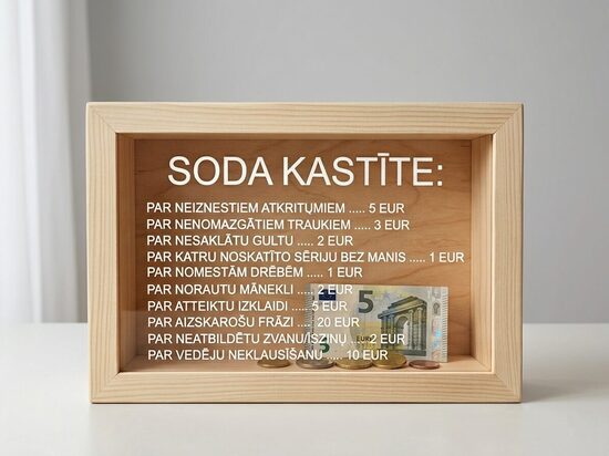 Personalizēta koka krājkase SODA naudai