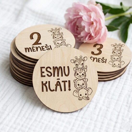 Personalizētas koka mēnešu kartiņas mazulim 