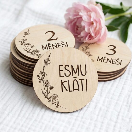 Personalizētas koka mēnešu kartiņas mazulim 