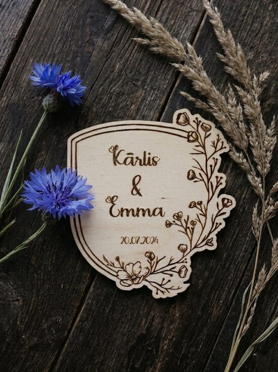 Kāzu dāvaniņas viesiem- koka magnēts 