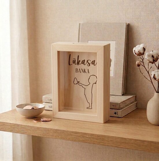 Personalizēta koka krājkase 