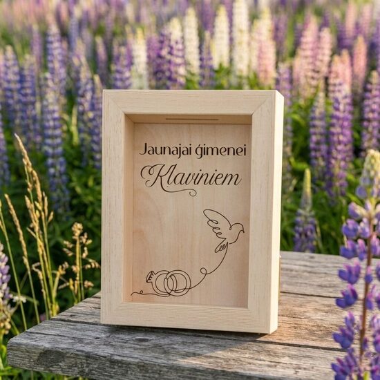 Personalizēta koka krājkase Jaunajam pārim
