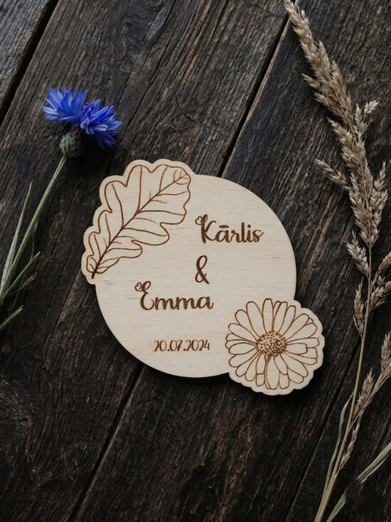 Kāzu dāvaniņas viesiem- koka magnēts 