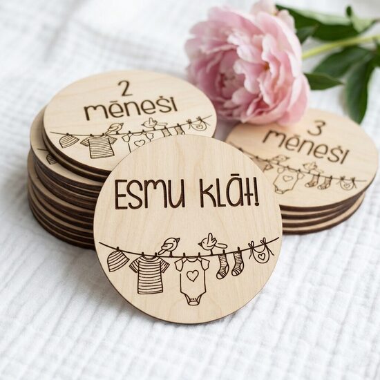 Personalizētas koka mēnešu kartiņas mazulim 