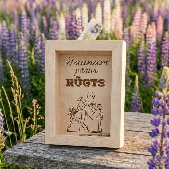 Personalizēta koka krājkase Jaunajam pārim