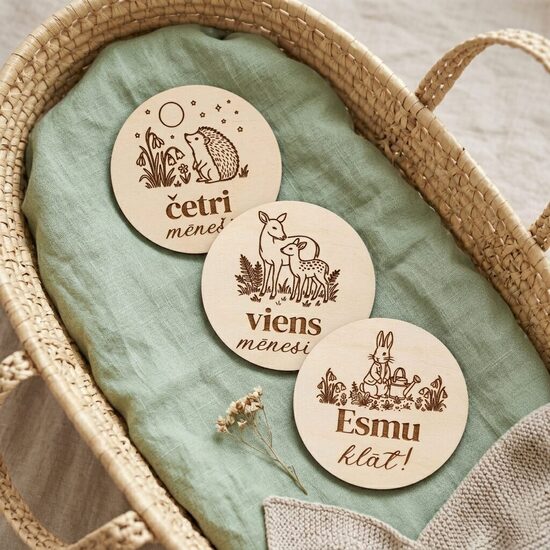 Personalizētas koka mēnešu kartiņas mazulim 