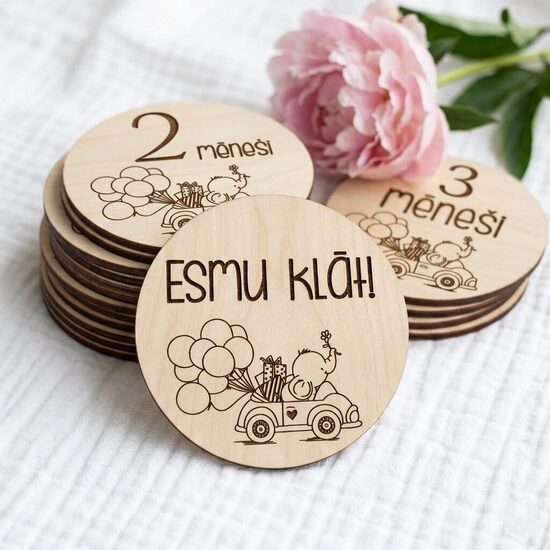 Personalizētas koka mēnešu kartiņas mazulim 