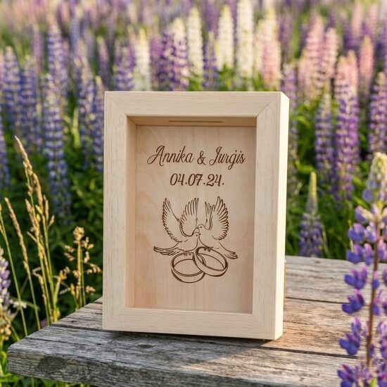 Personalizēta koka krājkase Jaunajam pārim