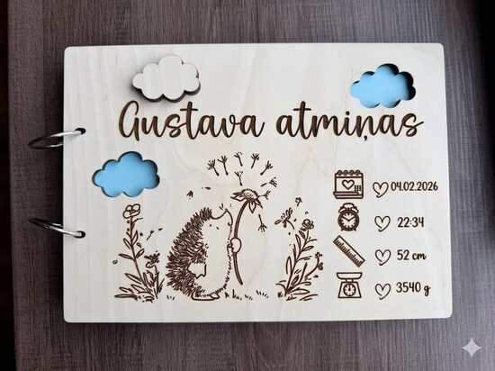 Personalizēts koka  foto albums bērniem 