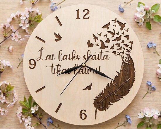 Personalizēts sienas pulkstenis no koka 