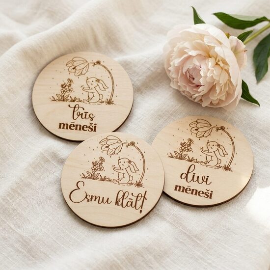 Personalizētas koka mēnešu kartiņas mazulim 
