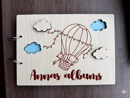 Personalizēts koka  foto albums bērniem 