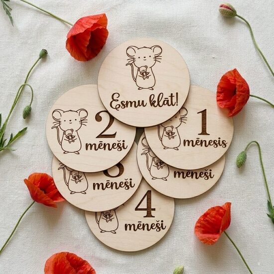 Personalizētas koka mēnešu kartiņas mazulim 