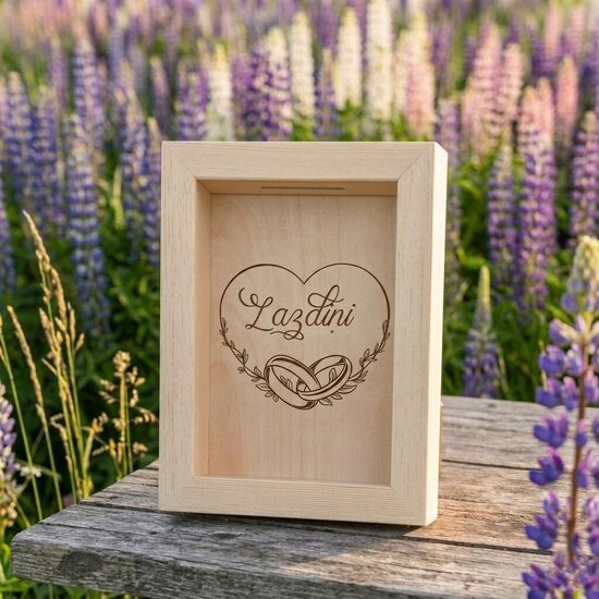Personalizēta koka krājkase Jaunajam pārim