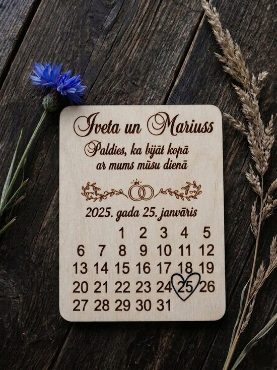 Kāzu dāvaniņas viesiem- koka magnēts 