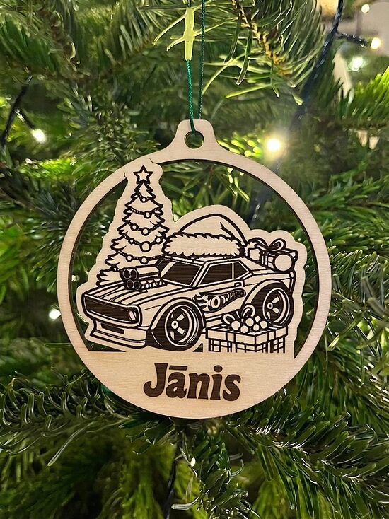 Krāsojams, personalizēts HotWheels rotājums