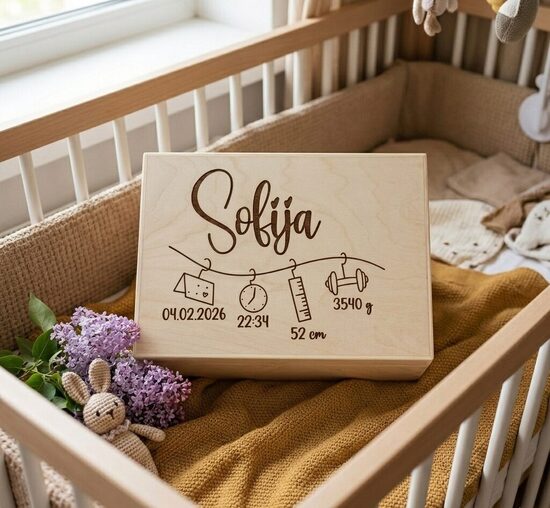 Personalizēta koka atmiņu lāde 
