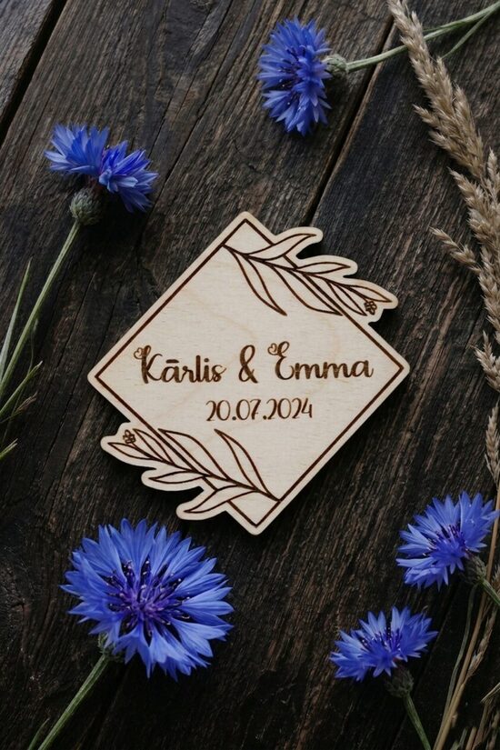 Kāzu dāvaniņas viesiem- koka magnēts 