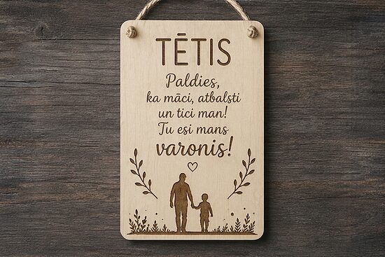 Koka dekors- dēlītis, dāvana Tētim 