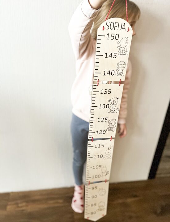 Koka auguma mērītājs bērniem ar dzīvniekiem 