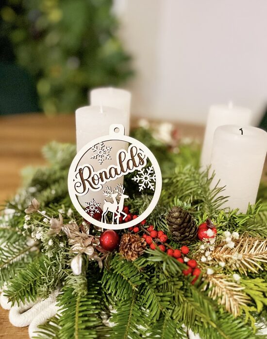 Personalizēti koka Ziemassvētku rotājumi 