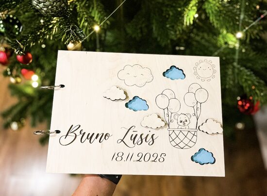 Personalizēts koka  foto albums bērniem 