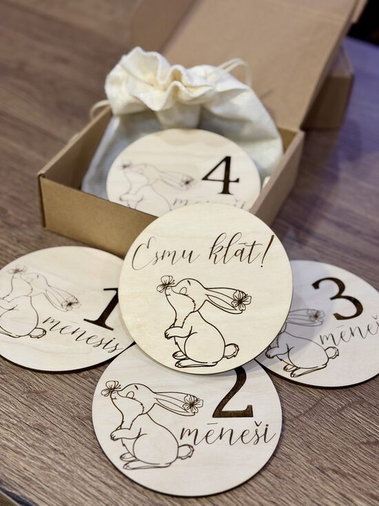 Personalizētas koka mēnešu kartiņas mazulim 