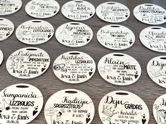 Kāzu amatu medaļas ar ilustrācijām 