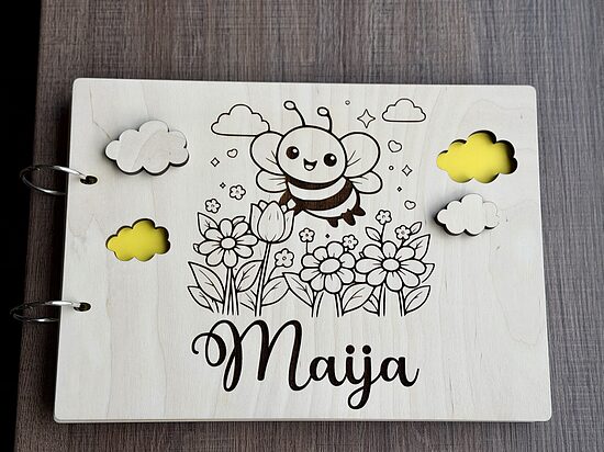 Personalizēts koka  foto albums bērniem 