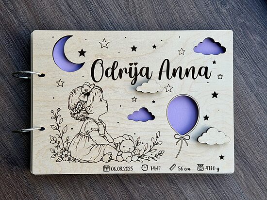 Personalizēts koka  foto albums bērniem 