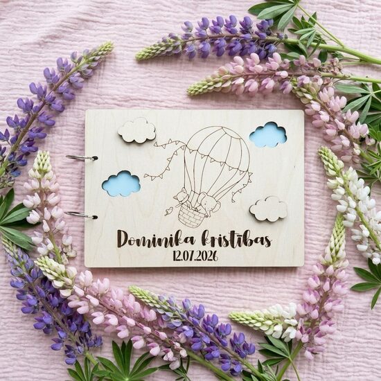 Personalizēts koka  foto albums bērniem 