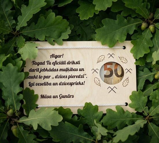 Naudas dāvanas konverts dzimšanas dienai