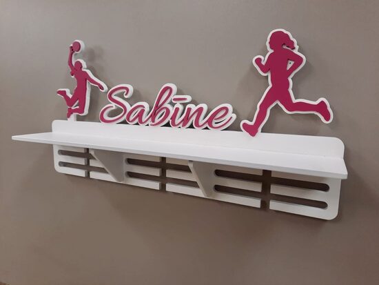Personalizēts medaļu stends ar plauktu handbolam, skriešanai 