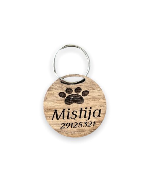 Wooden dog or cat collar name tag 
