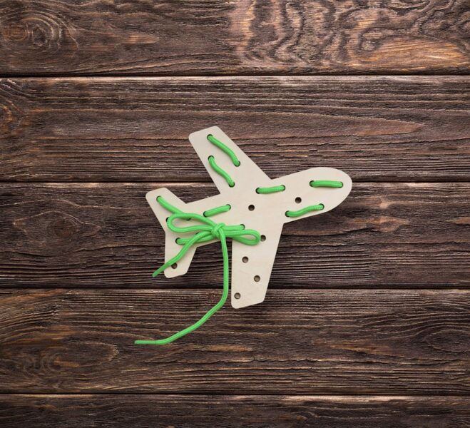 Wooden lacing toy- plane 